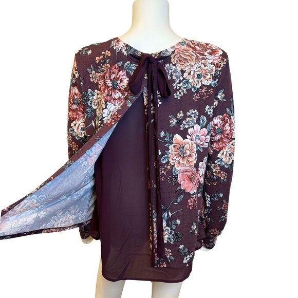 Bobeau Floral Bow Tie Back Sweater - Picture 5 of 8